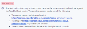 Tenable.ad が Tenable クラウドサービスを認証できません。
